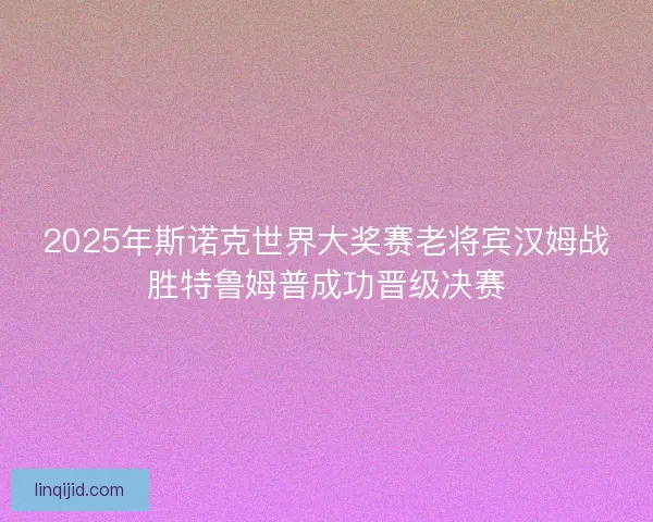 2025年斯诺克世界大奖赛老将宾汉姆战胜特鲁姆普成功晋级决赛