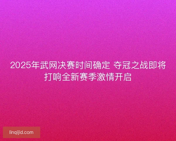 2025年武网决赛时间确定 夺冠之战即将打响全新赛季激情开启
