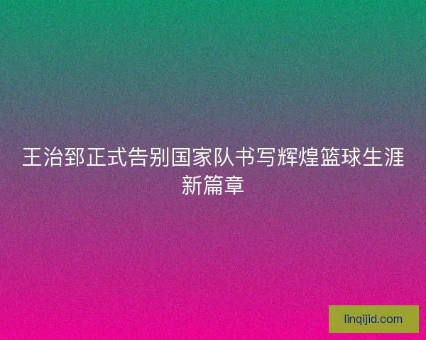 王治郅正式告别国家队书写辉煌篮球生涯新篇章