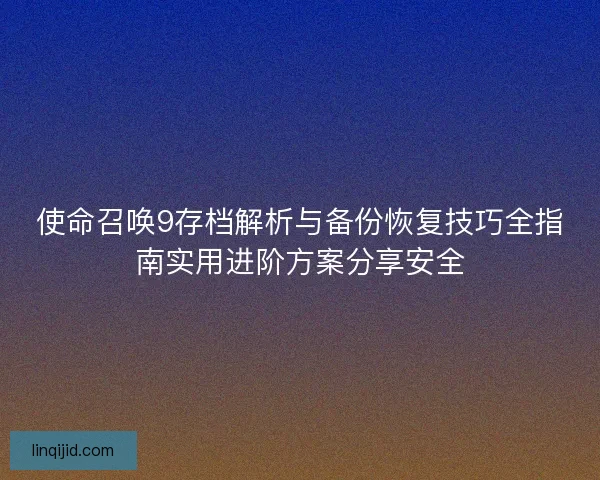 使命召唤9存档解析与备份恢复技巧全指南实用进阶方案分享安全