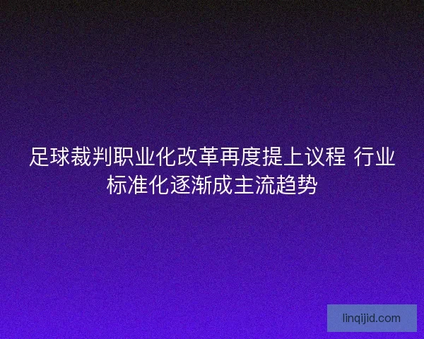 足球裁判职业化改革再度提上议程 行业标准化逐渐成主流趋势